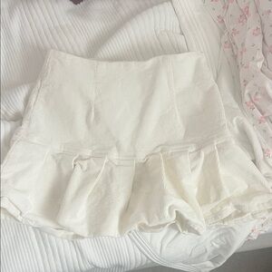 Forever 21 Cream Textured corduroy Skirt with built in shorts
